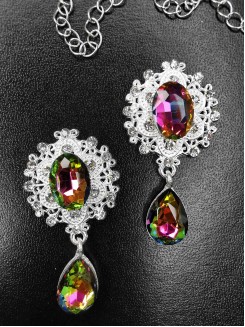 Серединка ювелирная с подвеской "Классика" (серебро/зеленый хамелеон)